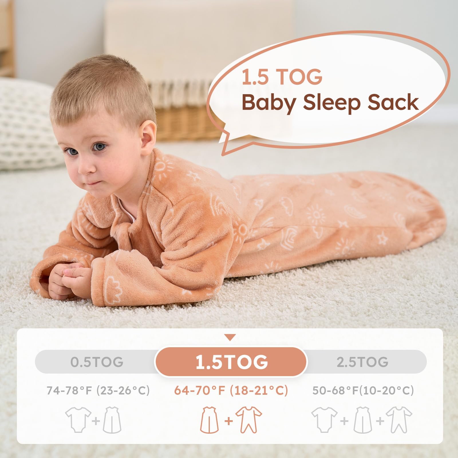 Yoofoss sleep sack fleece texture close-up highlights plush softness.