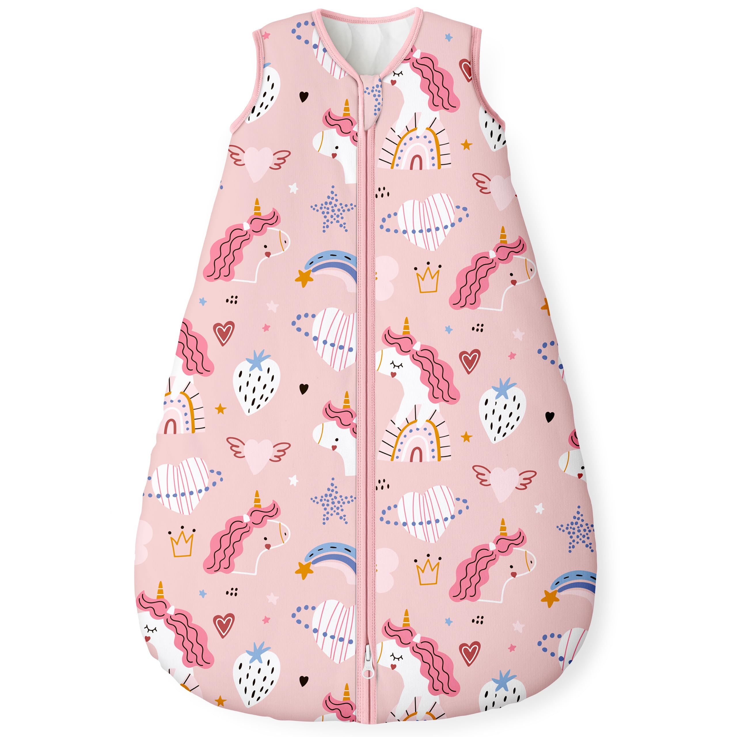 Yoofoss baby sleep sack front view showcases cozy organic cotton fabric for peaceful sleep.