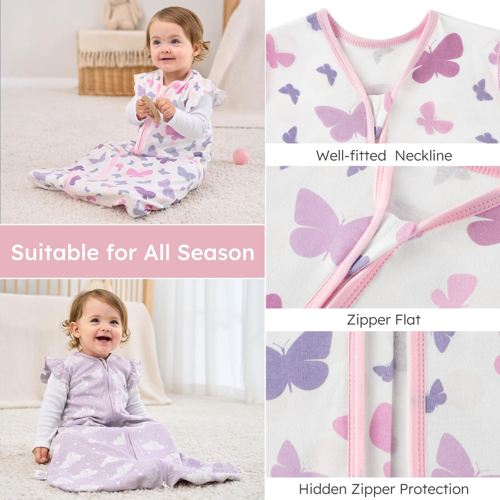 Yoofoss baby sleep sack in bed at night conveys warmth and restfulness
