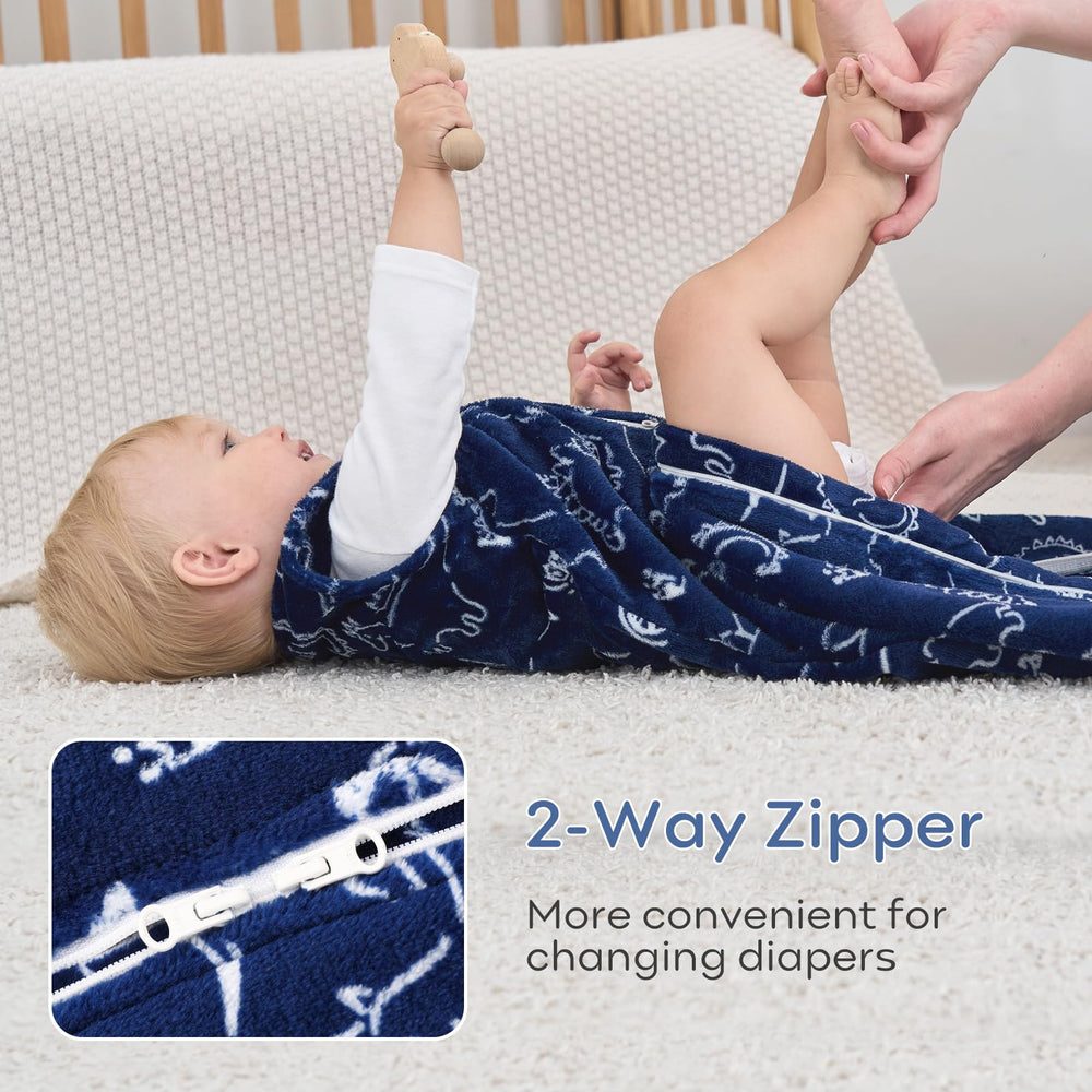 Yoofoss baby sleep sack in use during nap time with roomy kicking space