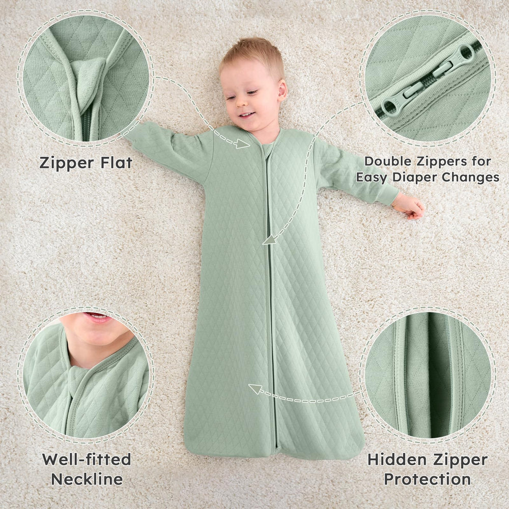 Yoofoss sleep sack in use demonstrates safe, cozy nap time.