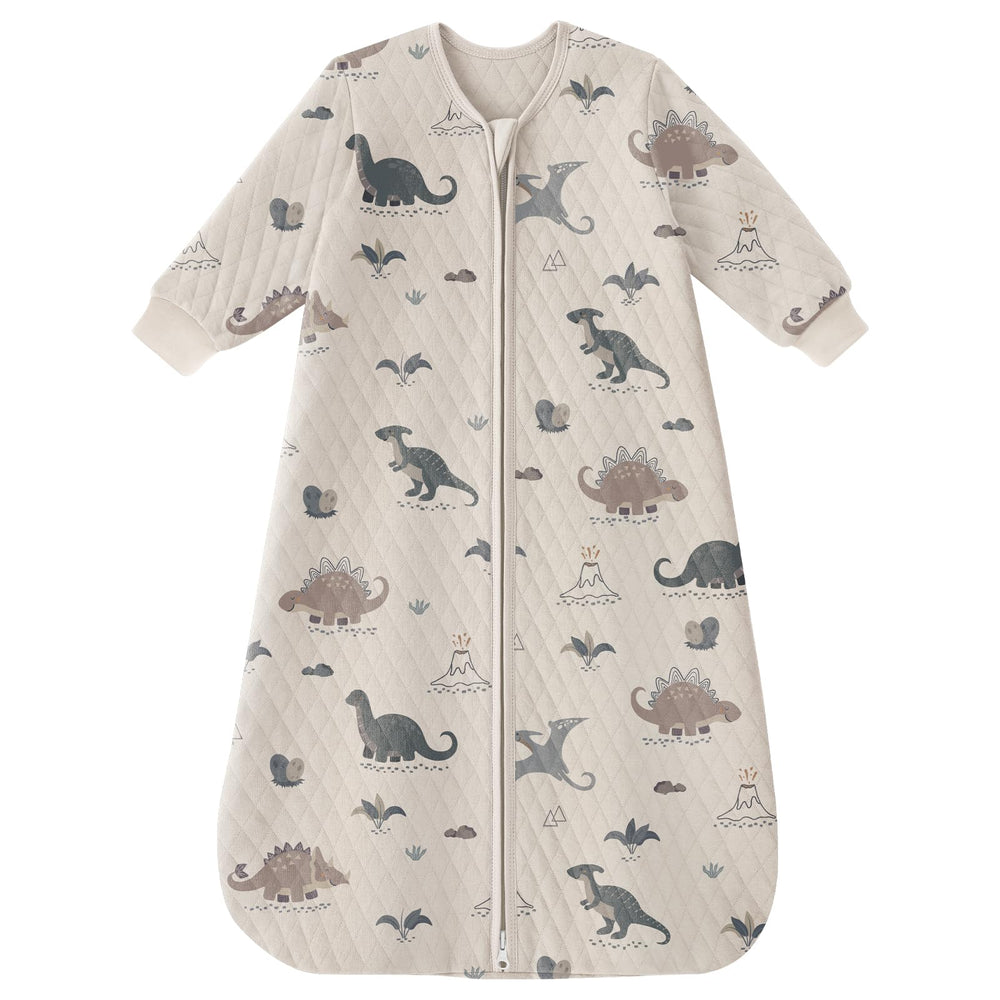 Yoofoss baby sleep sack long sleeve fabric closeup shows soft organic cotton and gentle warmth.