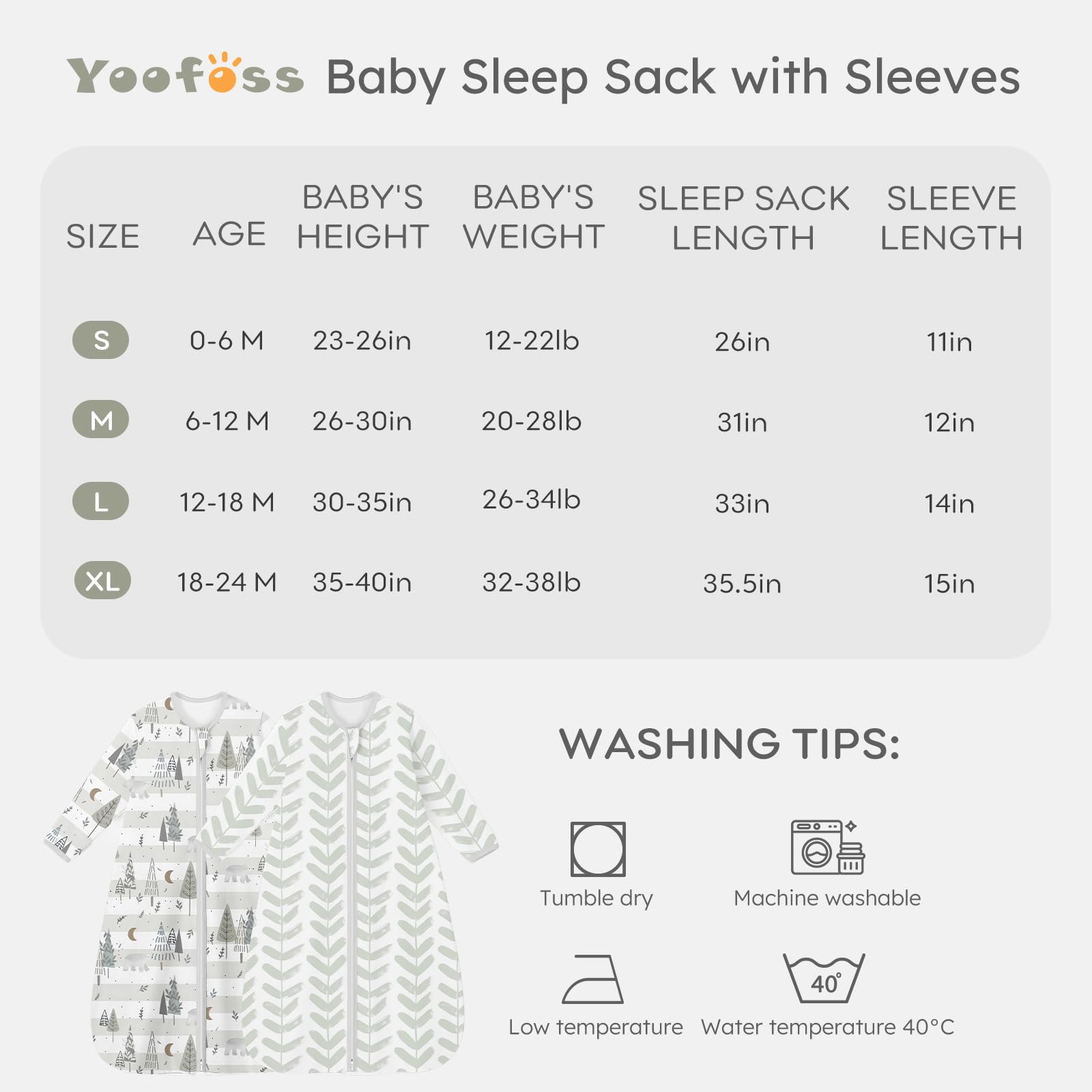 Yoofoss Sleep Sack machine washable for easy cleaning