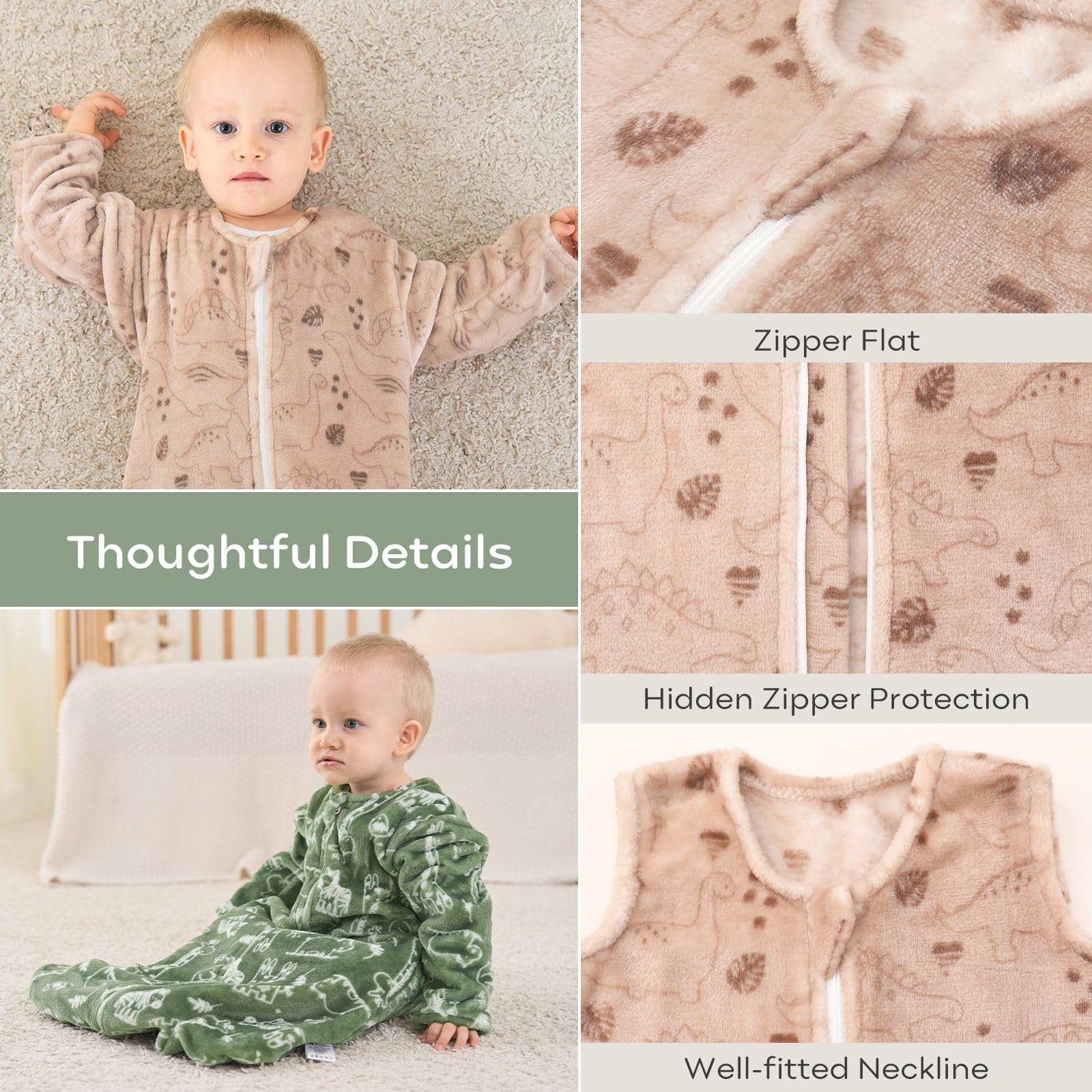 Yoofoss Baby Sleep Sack worn in crib demonstrates snug, safe sleep