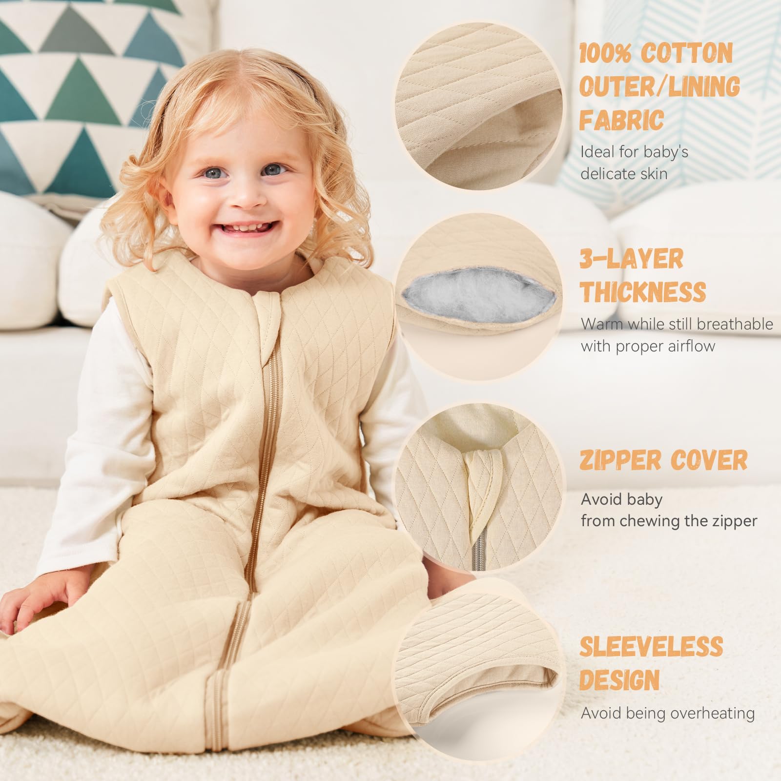 Yoofoss quilted sleep sack design for even fill and durability.