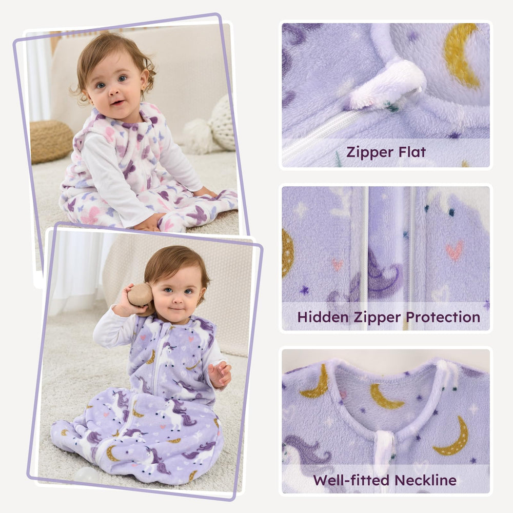 Yoofoss baby sleep sack room for kicking and hip movement.