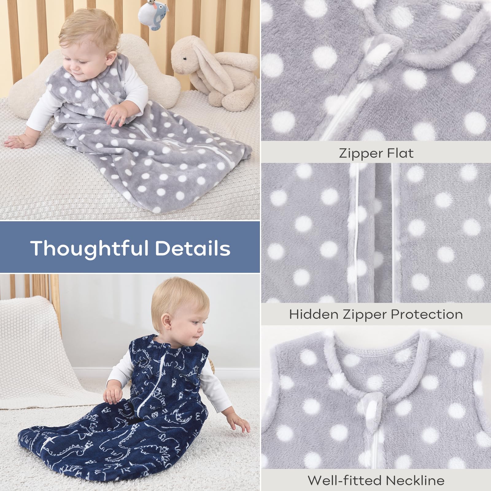 Yoofoss baby sleep sack packaging highlighting safety certification and branding