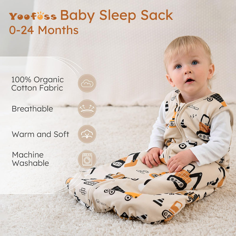 Yoofoss sleep sack side stance shows sleeveless design for temperature control