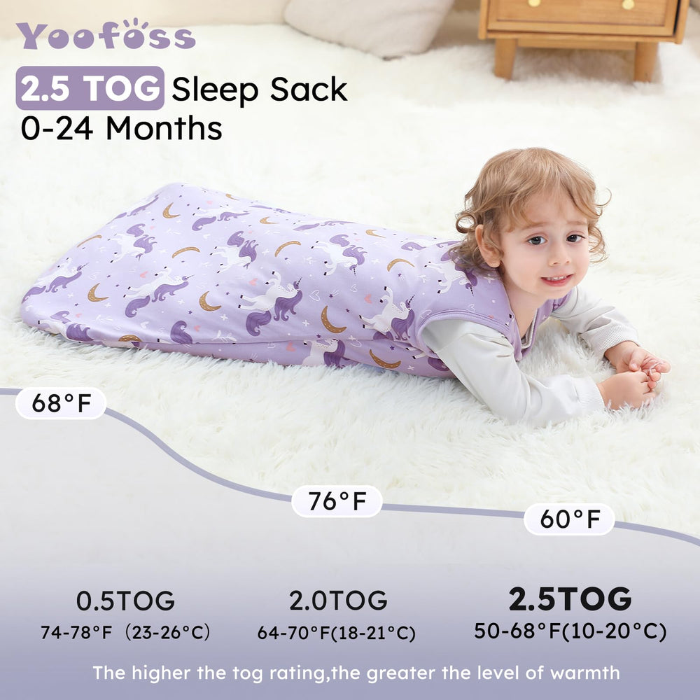 Yoofoss Baby Sleep Sack available in multiple sizes for growing infants.