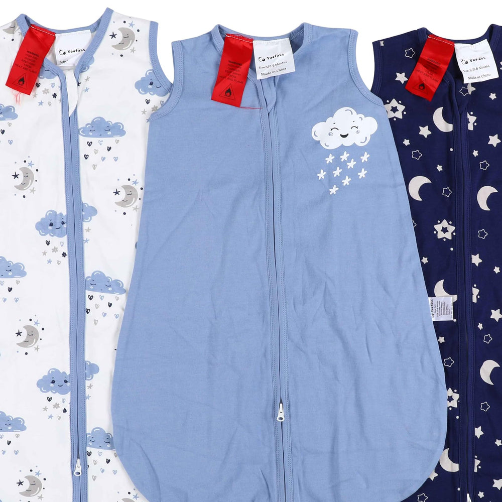 Yoofoss sleep sack sizes spanning 0-6M to 18-24M for growing babies.