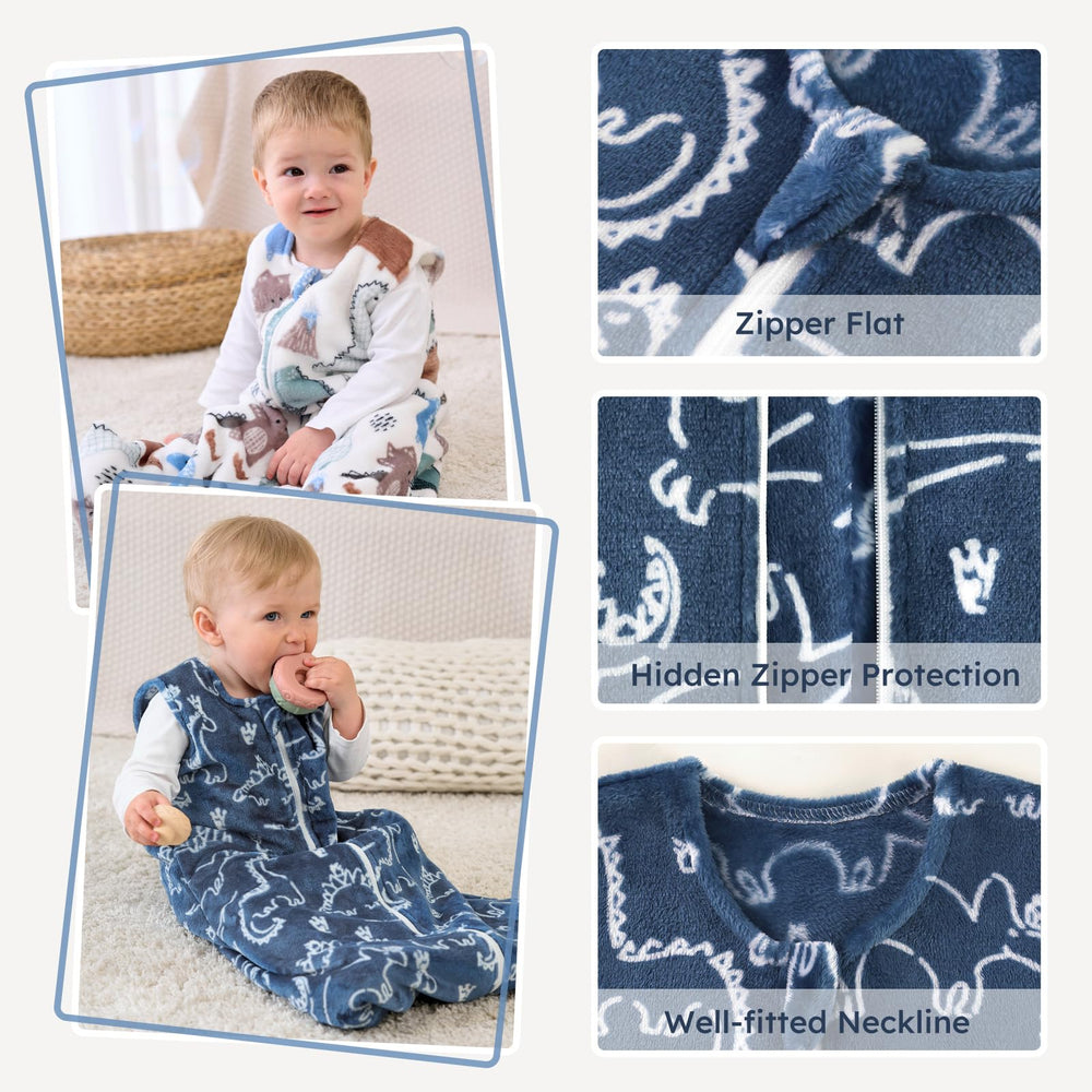 Yoofoss baby sleep sack sleeveless design supports natural hip movement and cozy wear.