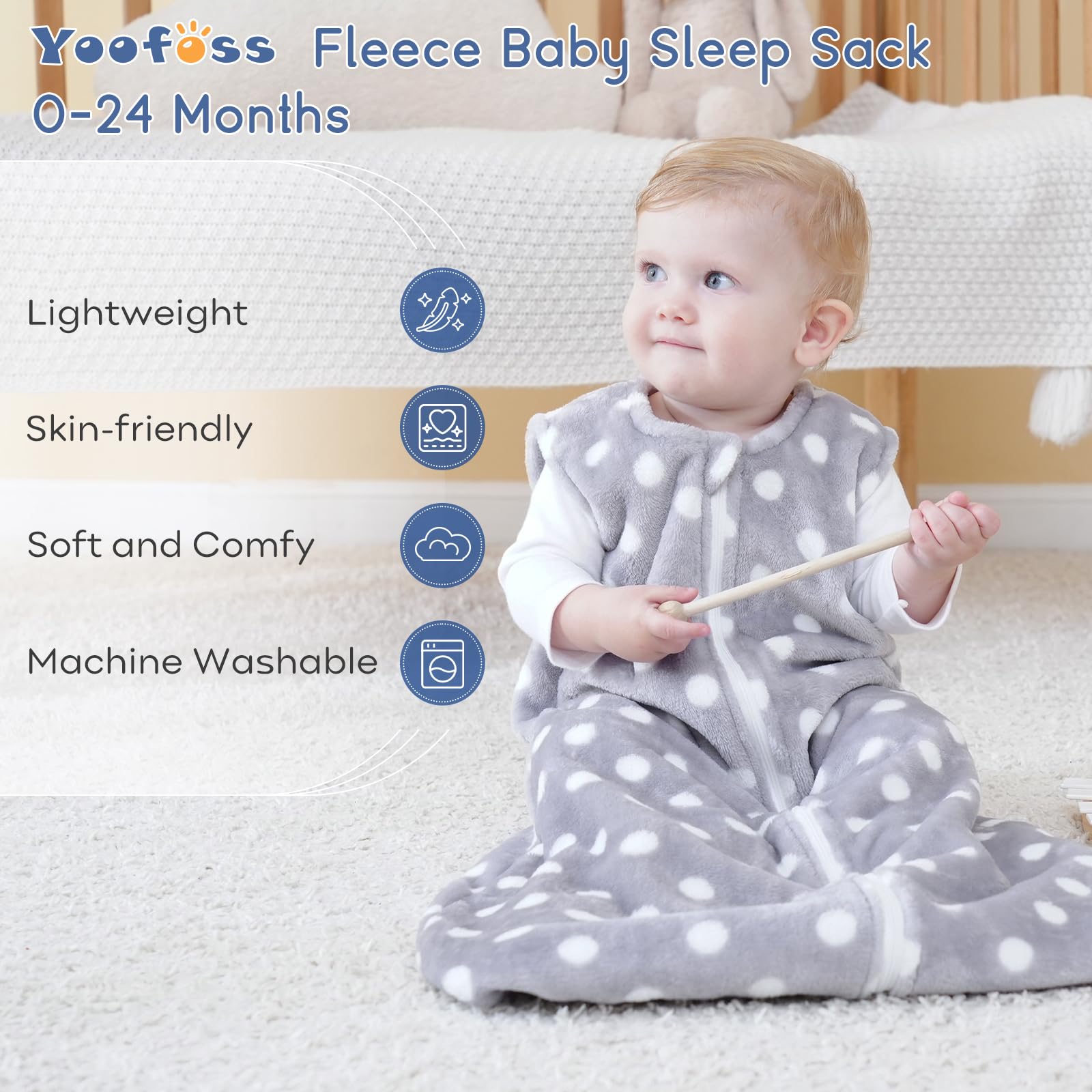 Yoofoss Baby Sleep Sack warmth and softness for comfortable nights.