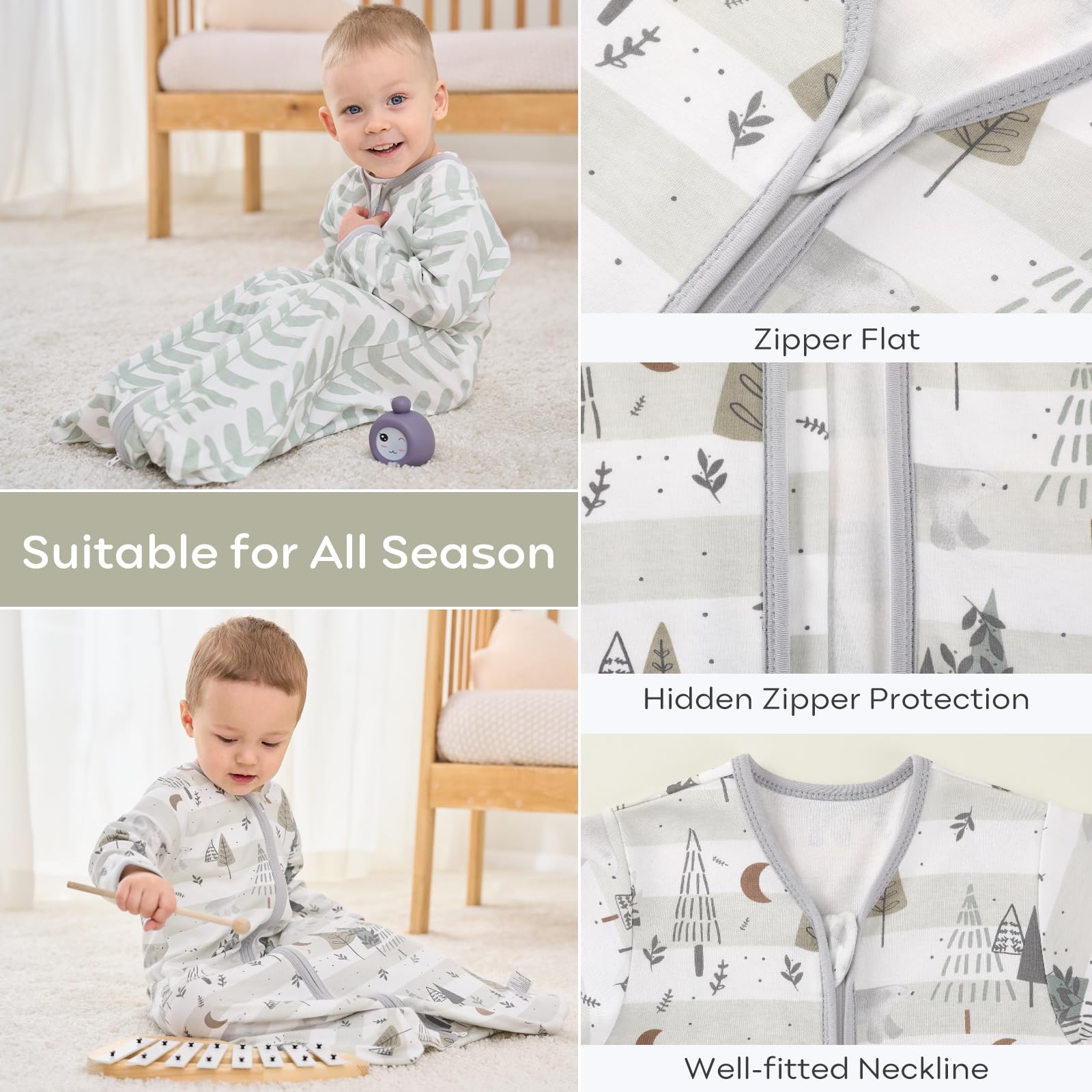 Yoofoss Sleep Sack wide hem allows movement without kicking off