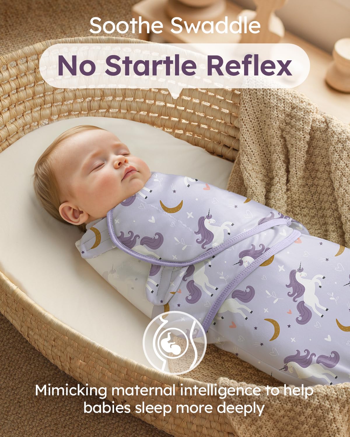 Yoofoss baby swaddle with ergonomic hip support for calm sleep.