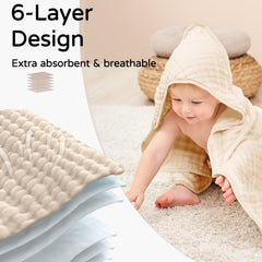 Yoofoss baby towel 32x32 folded — ample size for newborns to toddlers.