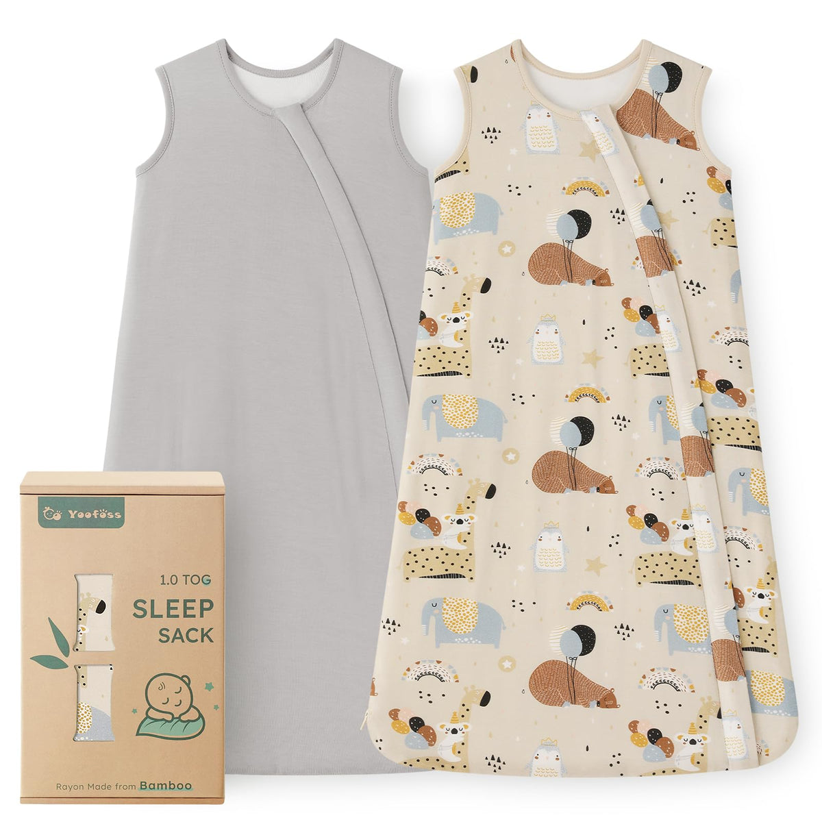 Yoofoss bamboo sleep sack front view highlights soft fabric for baby comfort