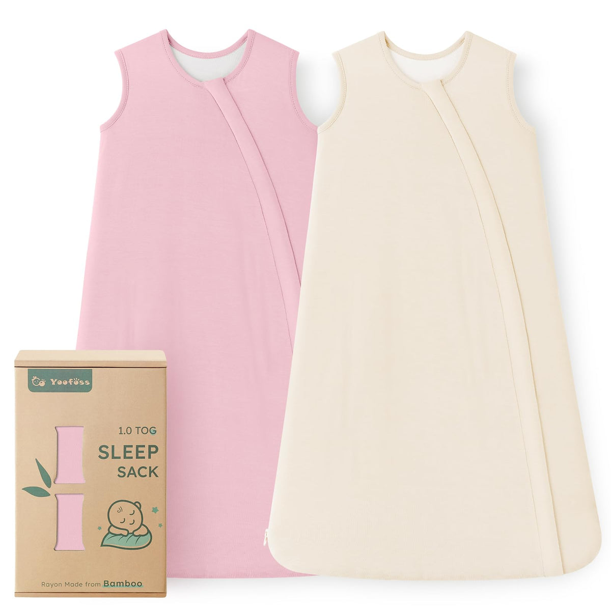 Yoofoss bamboo sleep sack closeup shows soft breathable fabric for sensitive skin