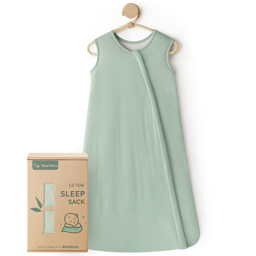 Yoofoss bamboo sleep sack shows ultra-soft fabric for sensitive skin comfort.