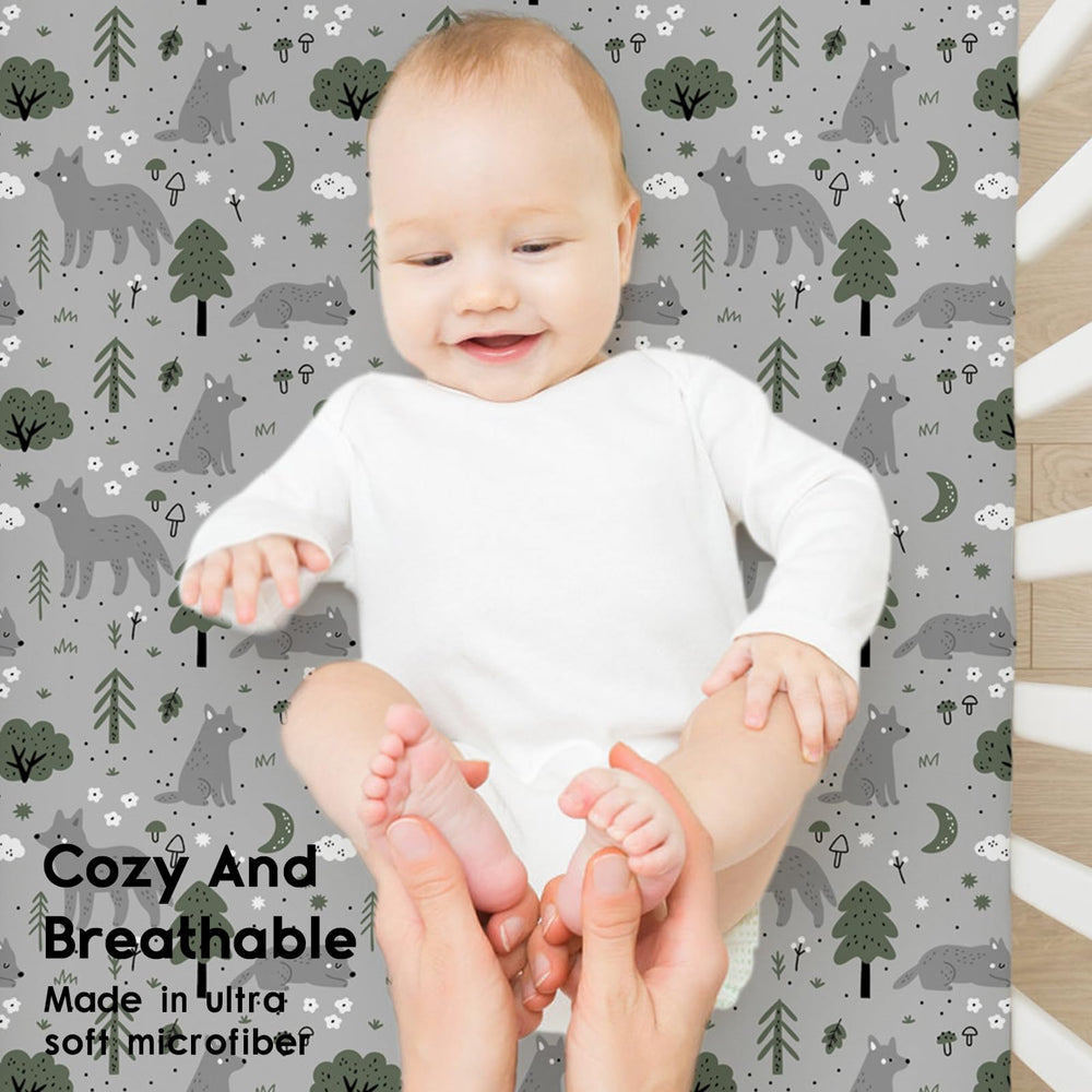 Yoofoss breathable crib sheet closeup highlights airy fabric for temp control.