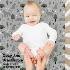 Yoofoss breathable crib sheet closeup highlights airy fabric for temp control.