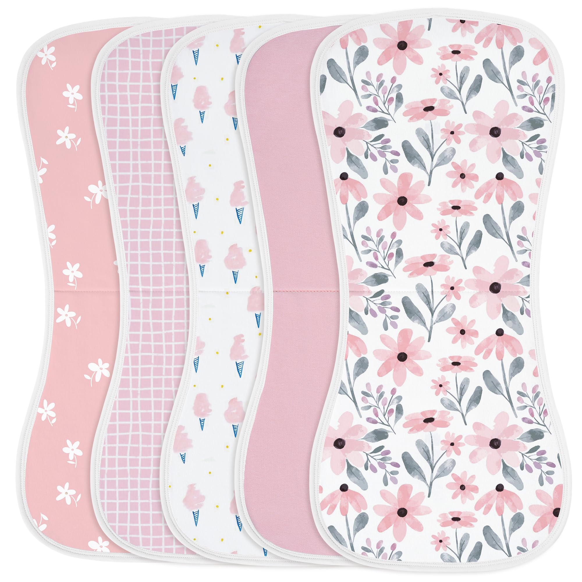 Yoofoss baby burp cloths floral design front view showing soft organic cotton and absorption