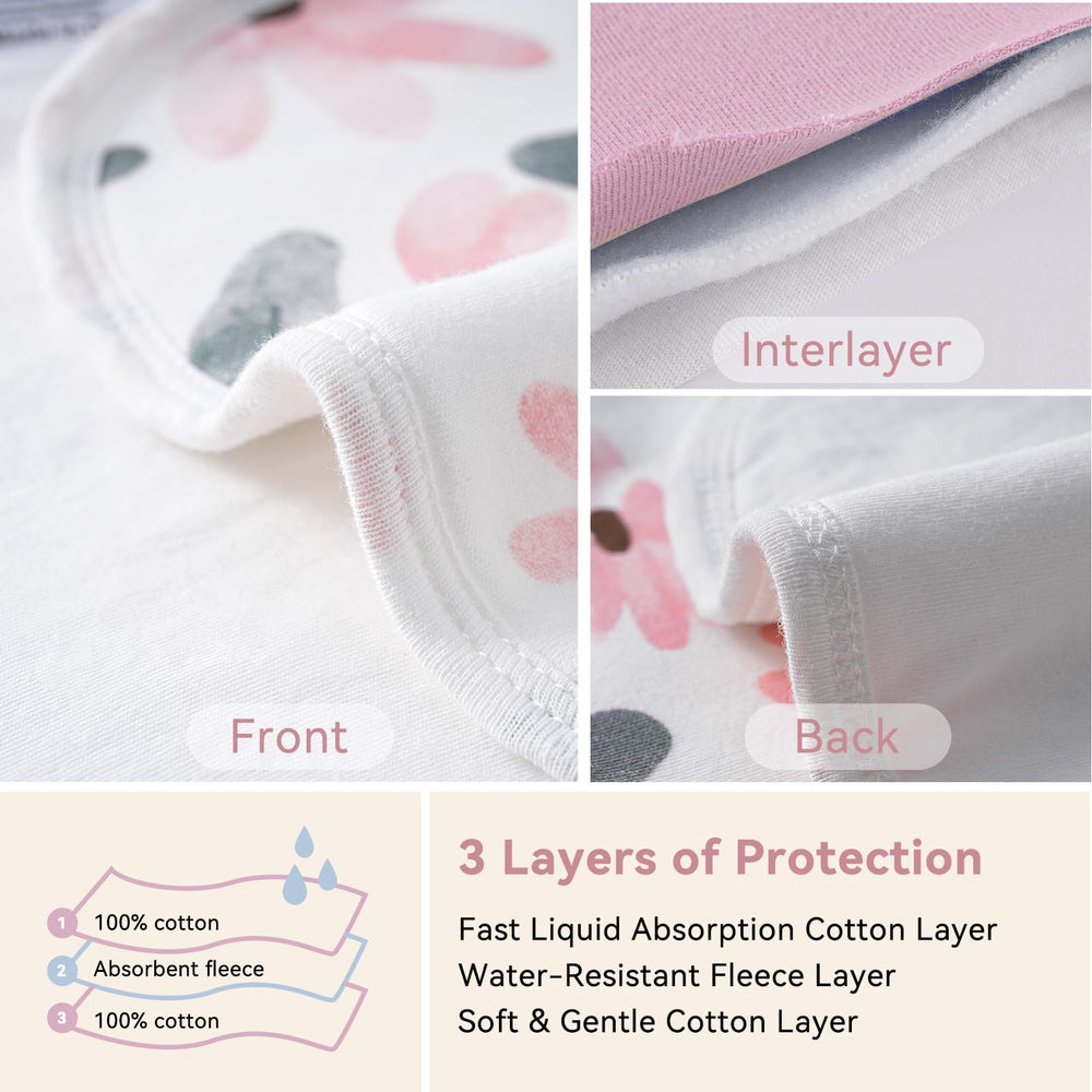 Yoofoss baby burp cloths on a parent's shoulder with figure-8 design preventing slipping
