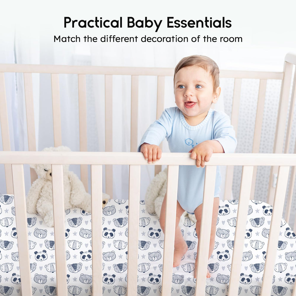 Yoofoss crib sheets compatible with standard crib and toddler mattresses.
