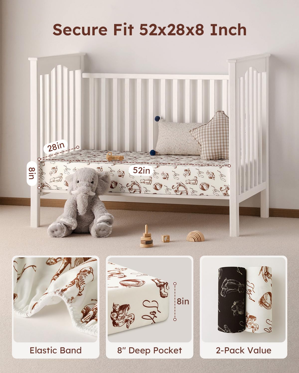 Yoofoss colorfast durable crib sheets withstand many washes