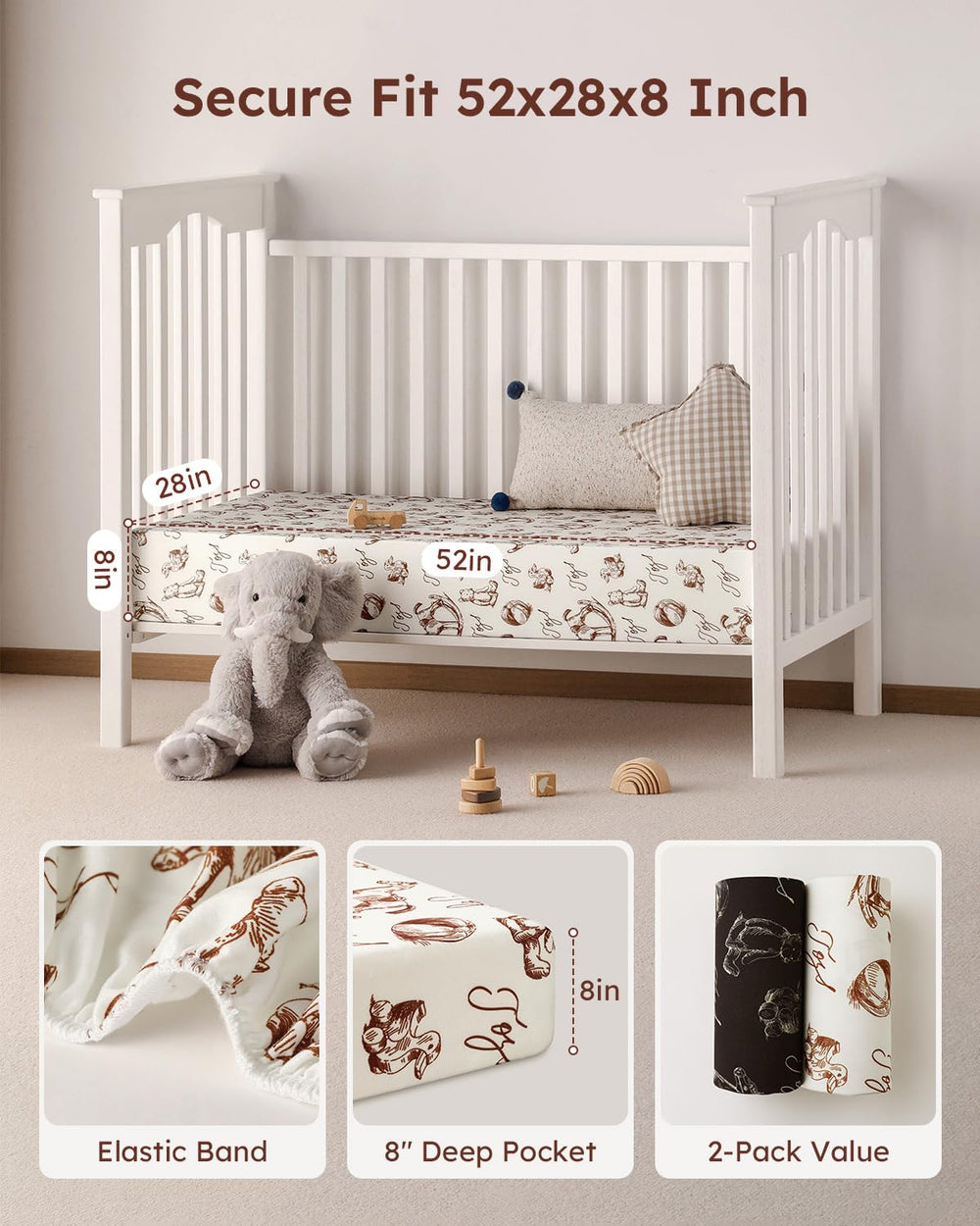 Yoofoss colorfast durable crib sheets withstand many washes