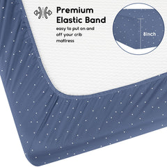 Yoofoss elastic-edge crib sheets demonstrate snug fit on standard crib mattress.