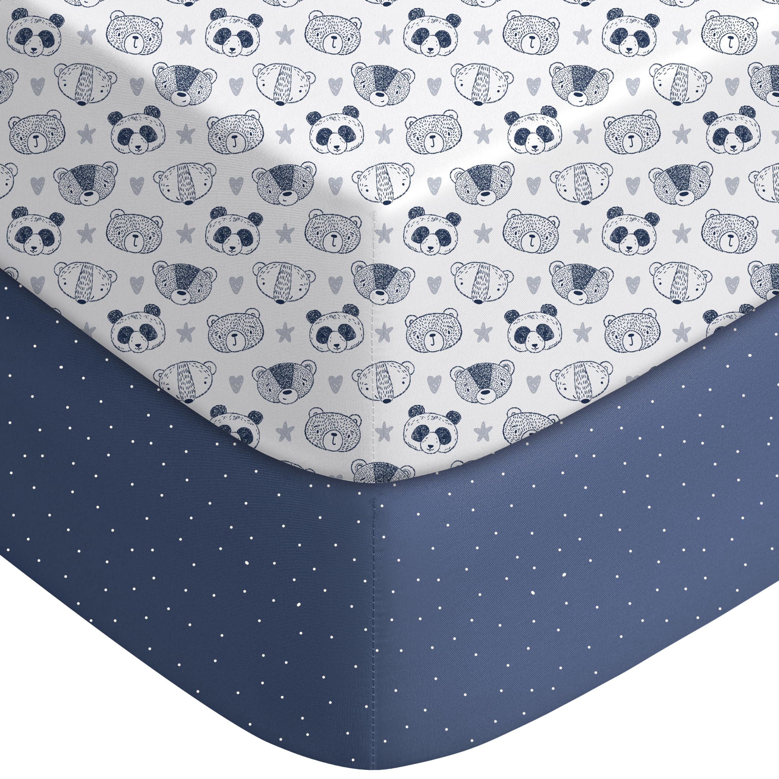 Yoofoss Panda crib sheets fabric closeup, ultra-soft microfiber gentle on baby's skin.