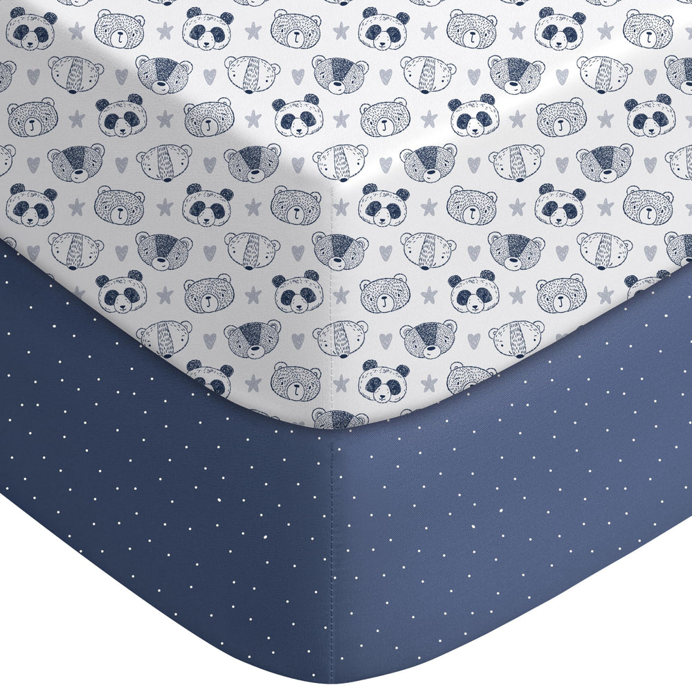 Yoofoss Panda crib sheets fabric closeup, ultra-soft microfiber gentle on baby's skin.