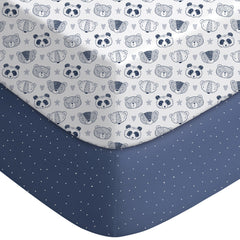 Yoofoss Panda crib sheets fabric closeup, ultra-soft microfiber gentle on baby's skin.