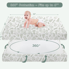 Yoofoss deep-pocket fit on crib mattress demonstrates universal compatibility up to 6 inches