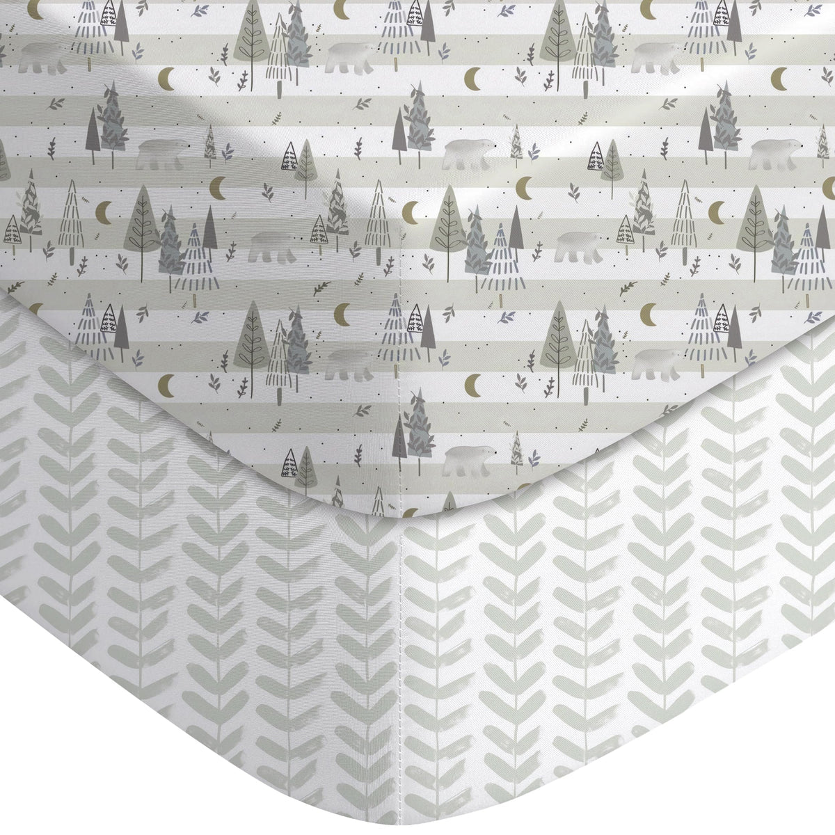 Yoofoss forest bear crib sheet snug fit on standard crib mattress for safe sleep