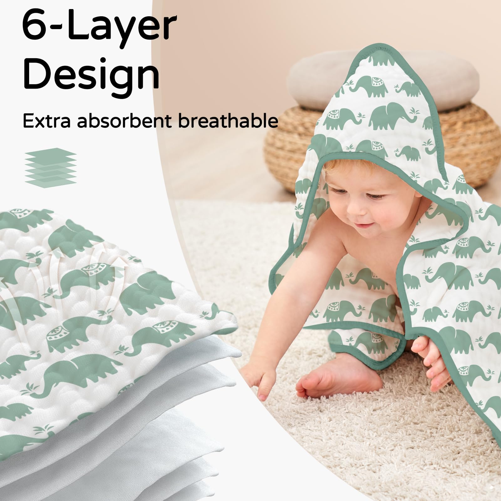 Yoofoss 2-pack muslin towels emphasize durability and everyday use for families.