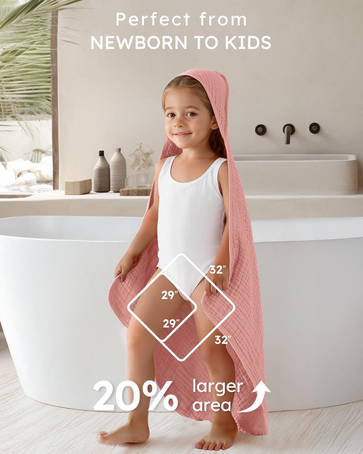Yoofoss hooded baby towel 32x32 inch size fits newborns to toddlers.