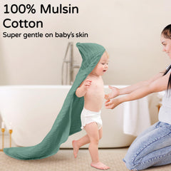 Yoofoss hooded baby towel absorbent muslin closeup highlights plush weave for gentle drying.