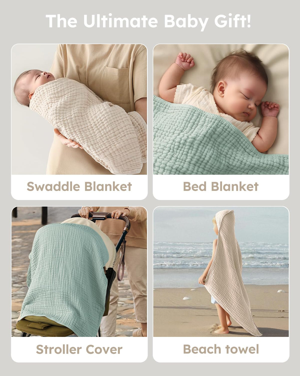 Yoofoss hooded baby towel closeup fabric texture, durable muslin for daily use