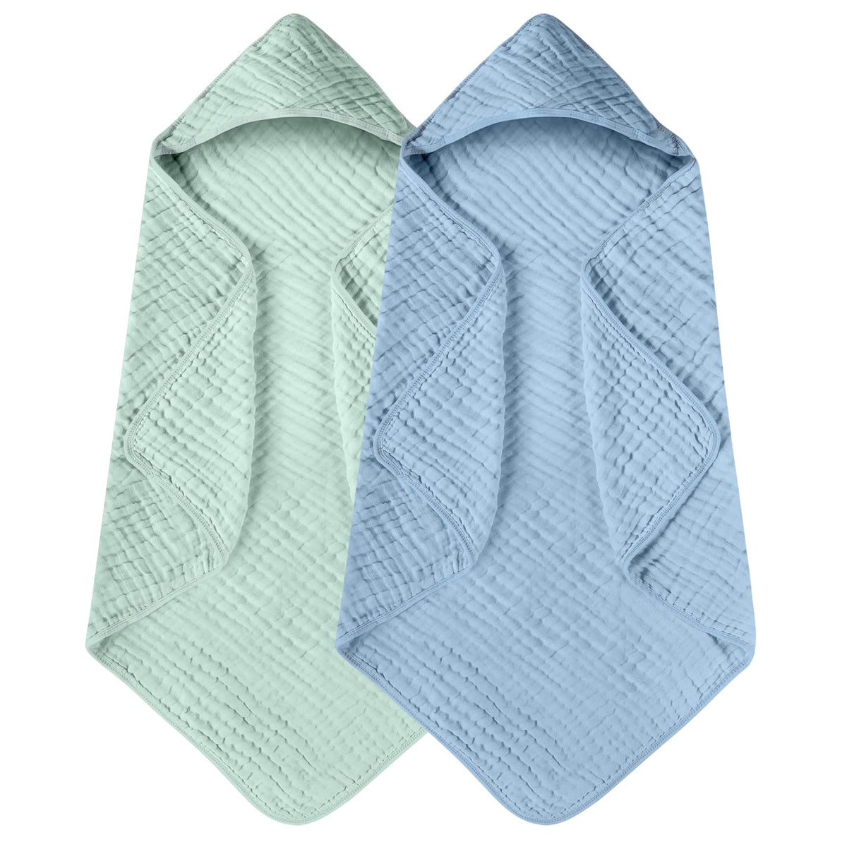 Yoofoss hooded baby towel blue-green with cozy hood for warm bath time.