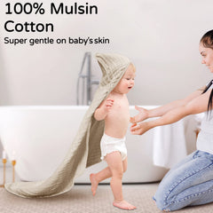 Yoofoss hooded baby towel folded 32x32 inches demonstrates compact storage and easy handling.