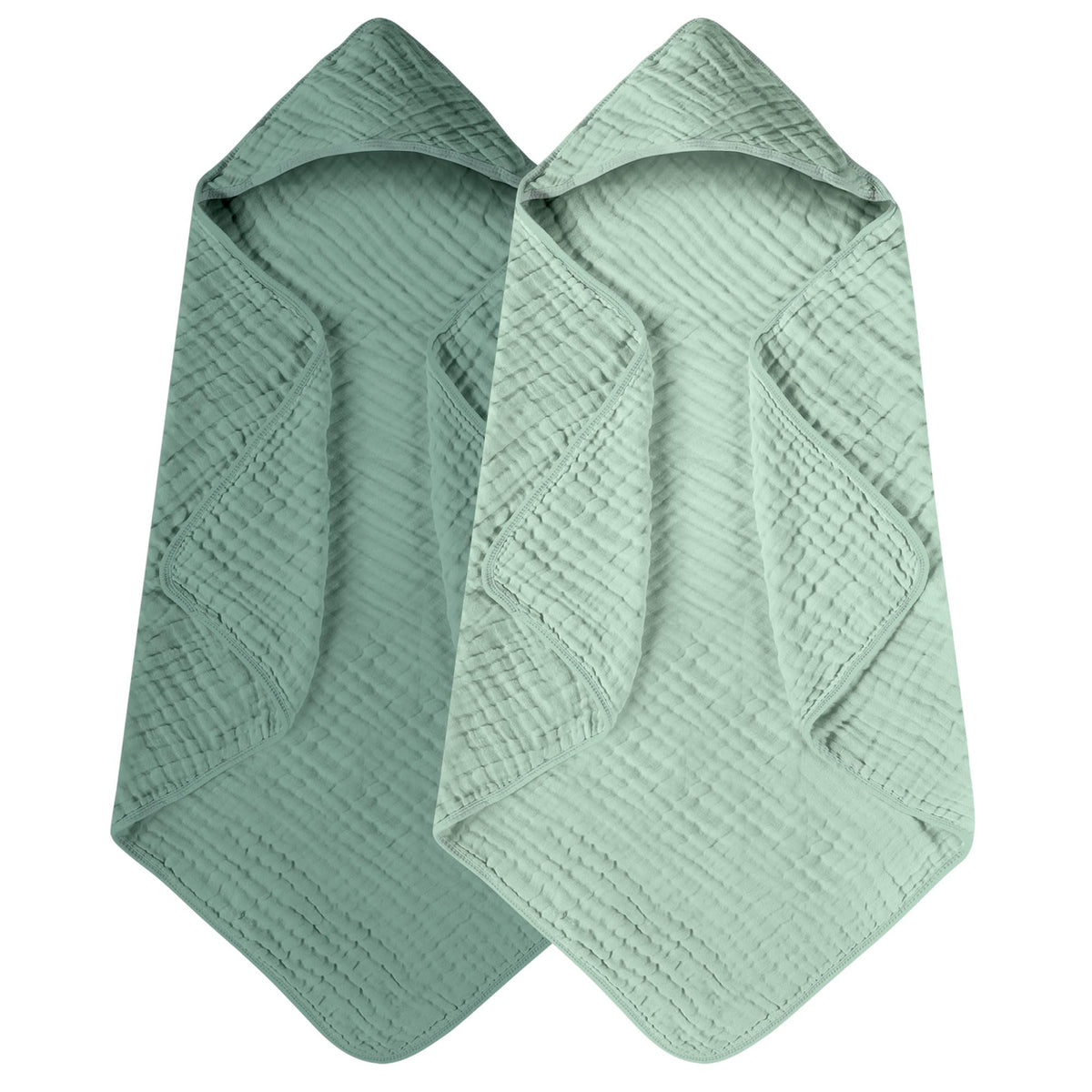 Yoofoss hooded baby towel gradient green folded shows soft fabric and quick-drying comfort.