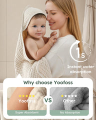 Yoofoss hooded design keeps baby warm and secure after bath