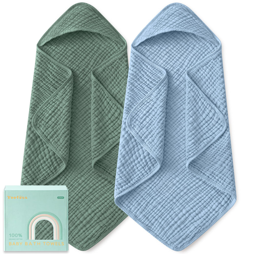 Yoofoss hooded baby towel newborn 32x32 dries quickly and keeps baby warm after bath.