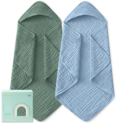 Yoofoss hooded baby towel newborn 32x32 dries quickly and keeps baby warm after bath.