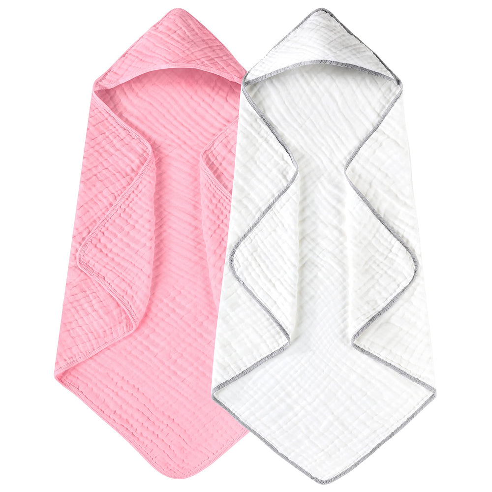 Yoofoss hooded baby towel close-up shows plush absorbent muslin fabric for gentle drying.