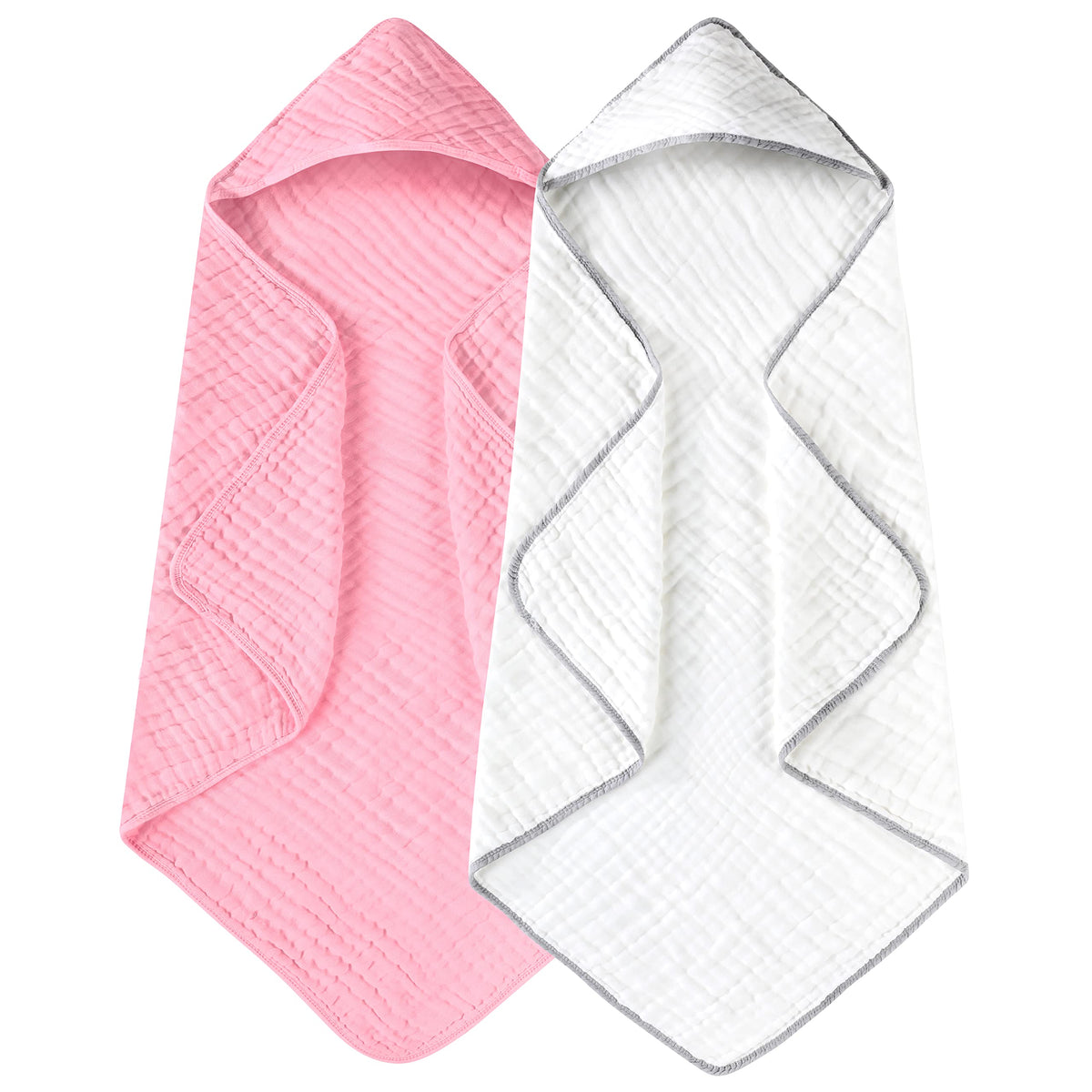 Yoofoss hooded baby towel close-up shows plush absorbent muslin fabric for gentle drying.