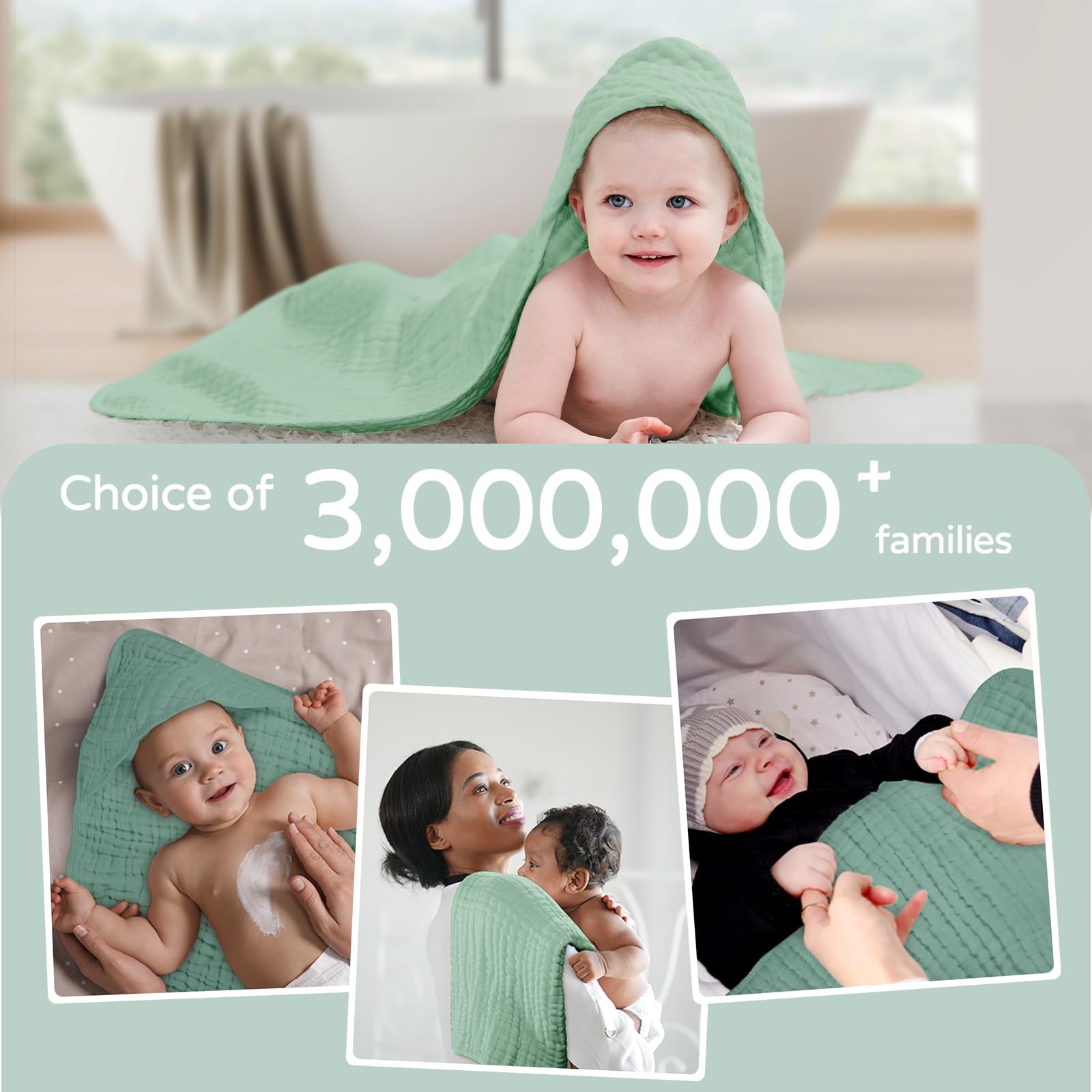 Yoofoss hooded baby towel swaddling use showcases versatile cozy wrap after bath.