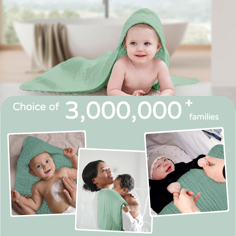 Yoofoss hooded baby towel swaddling use showcases versatile cozy wrap after bath.