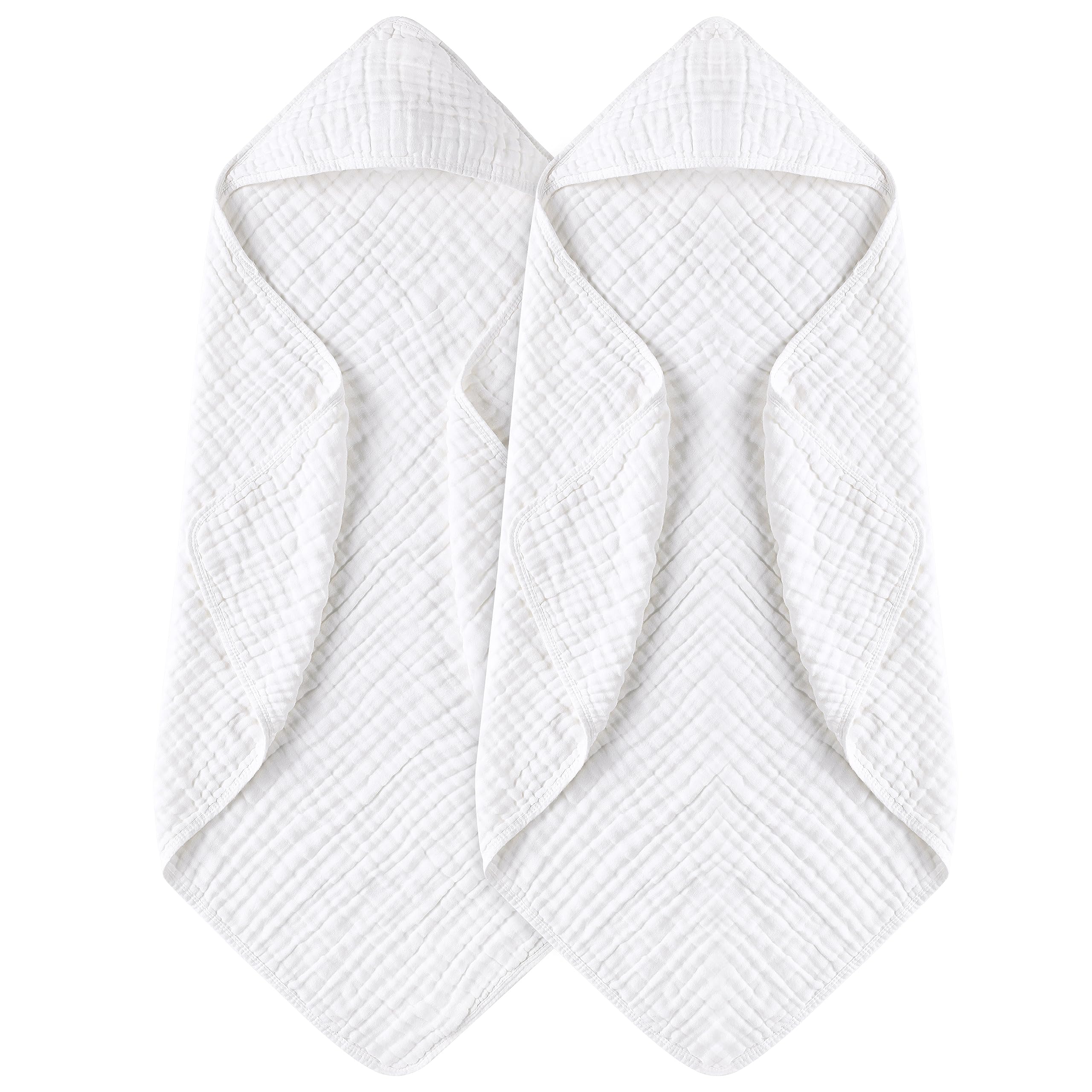 Yoofoss hooded baby towel in white 2-pack for quick newborn drying.